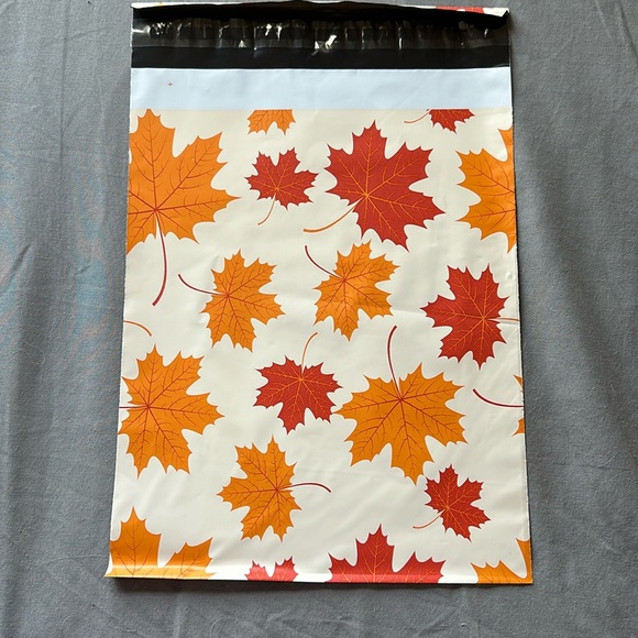 15 Fall leaves poly mailers bundle 10x13 & 6x9 plus thank you cards & stickers - Picture 3 of 9